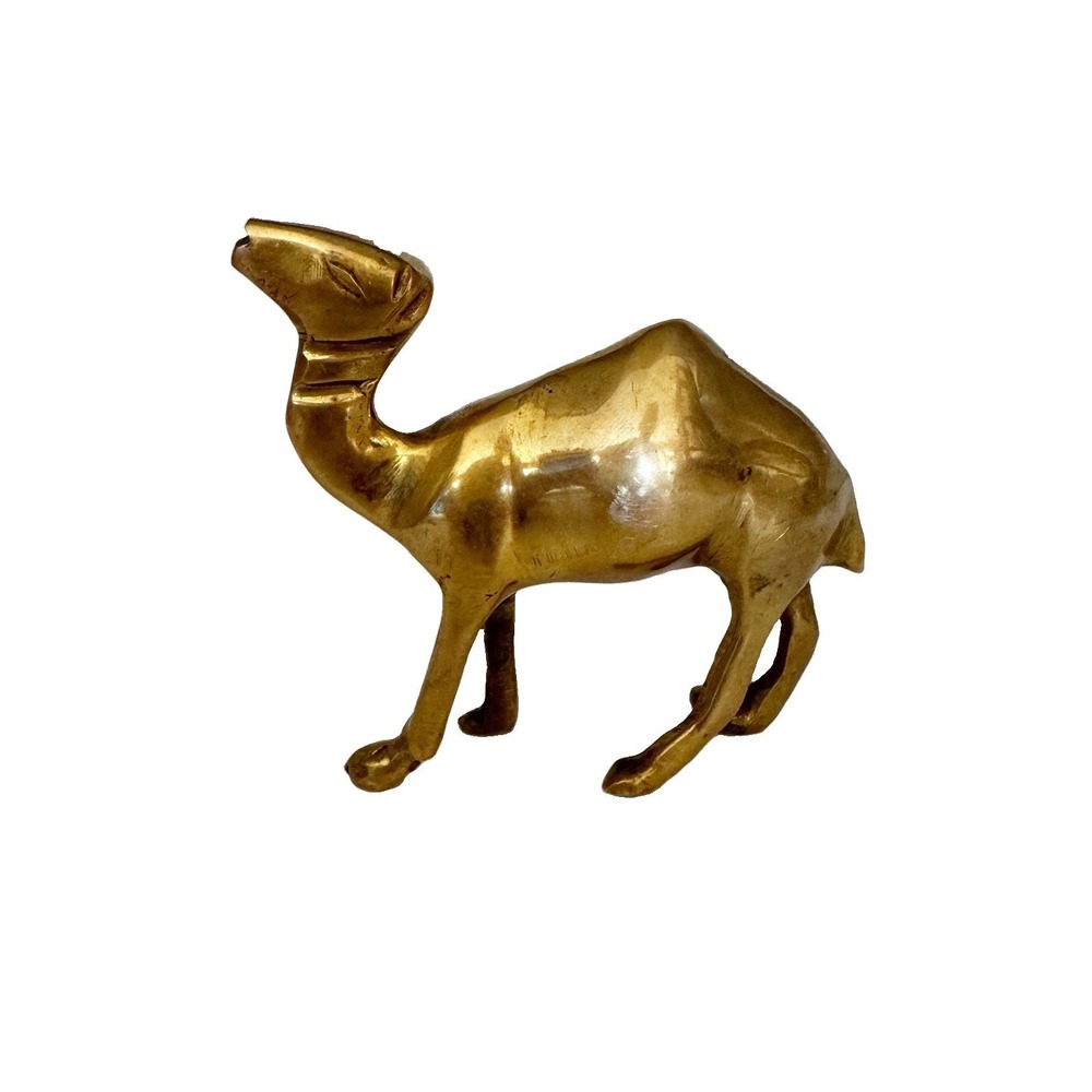 Vintage Brass Camel Figurine 3.5 X 3.5" Standing Home Decor